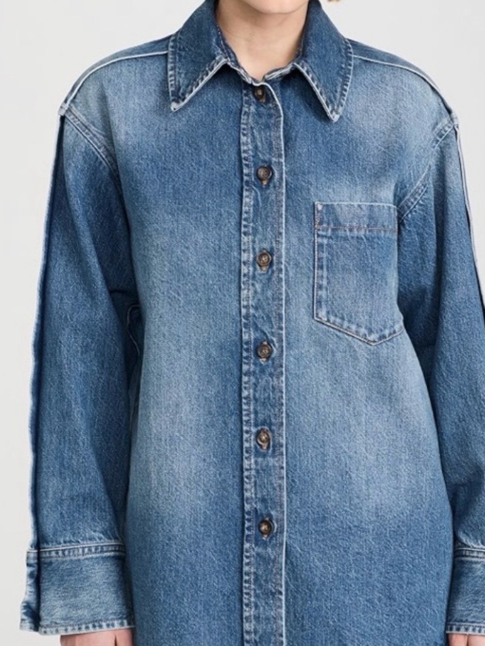 VICTORIA BECKHAM OVERSIZED PLEAT DENIM SHIRT- LIKE NEW SIZE 10